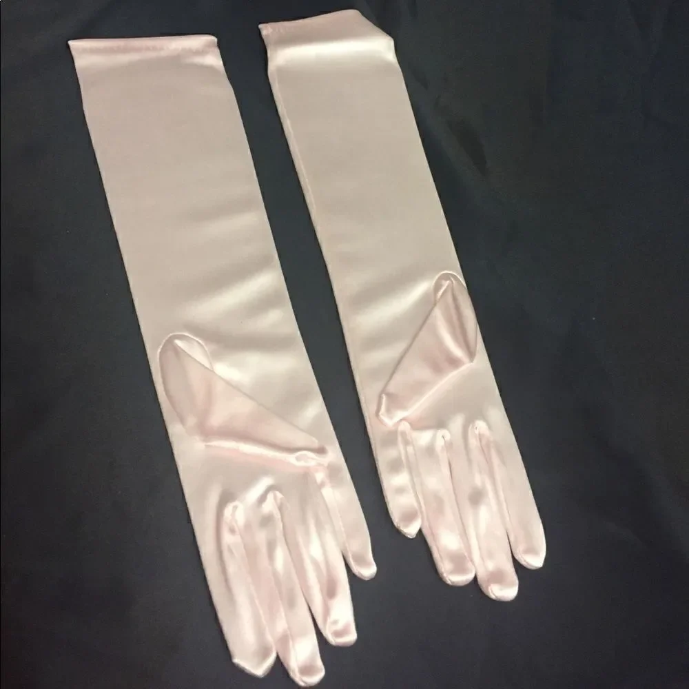 Girls Pink Satin Opera Gloves Formal Pageant Princess Costume NWT